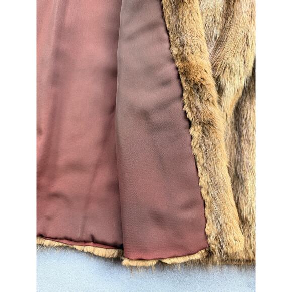 Kerrybrooke Faux Fur Coat Vintage 1950s Brown Made in USA WM L/XL 3/4 Length - Picture 6 of 10